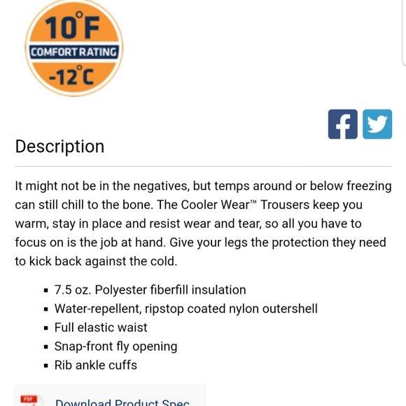 NEW! RefrigiWear Cooler wear trousers sz Medium NWT - Picture 10 of 14